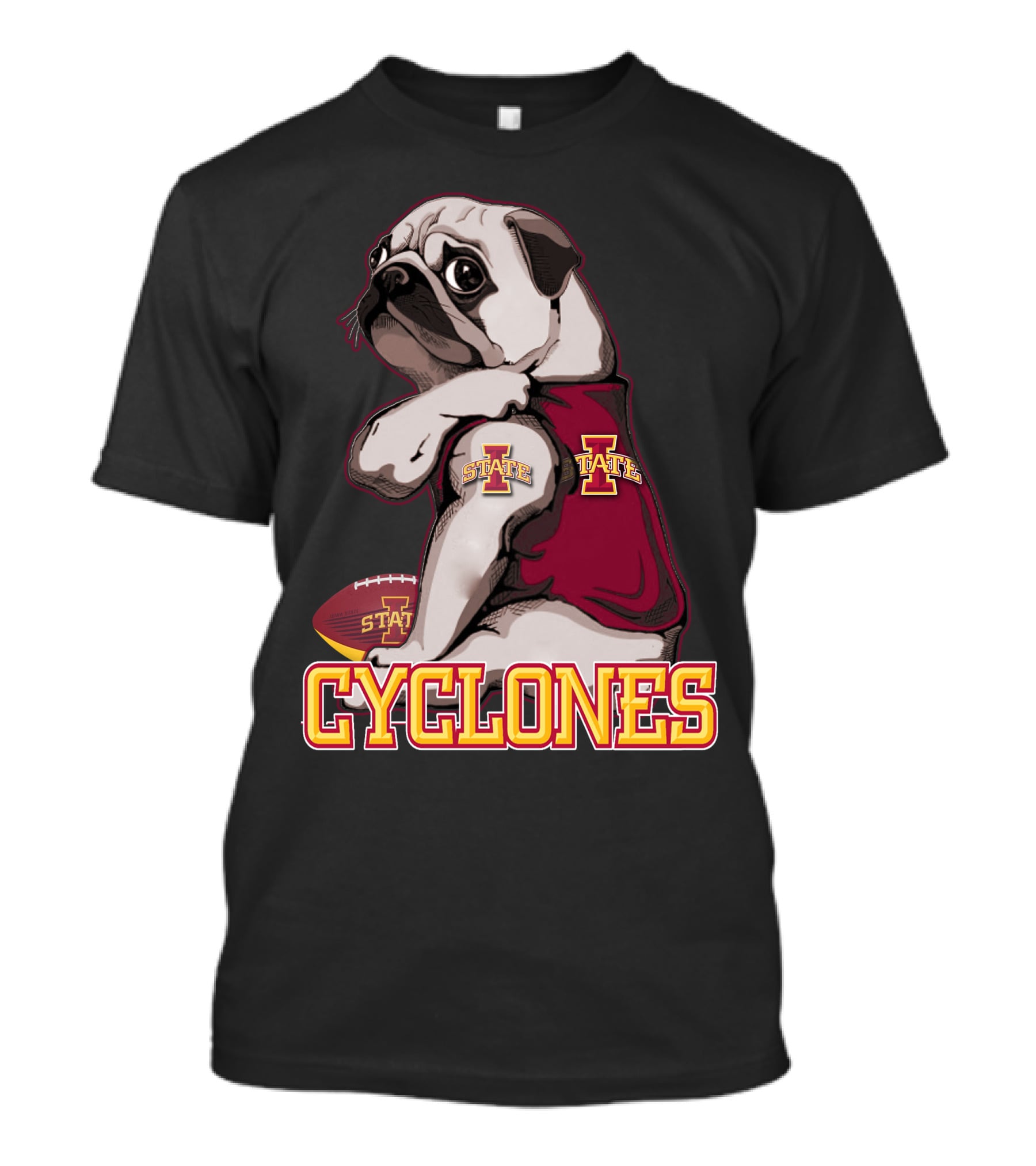 Pug Iowa State Cyclones Football Mascot T-Shirt