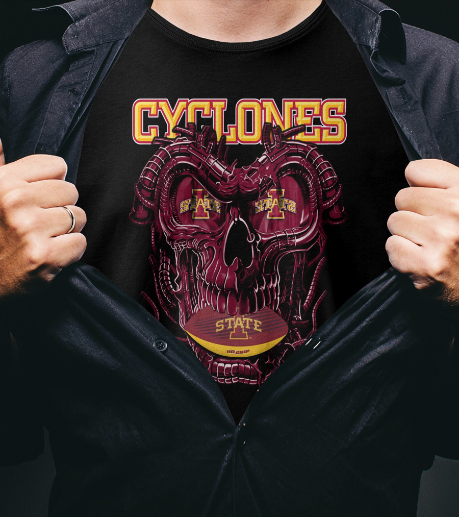 Cyclones Dragonskull Iowa State X Cyclones Football Helmet Skulls T-Shirt