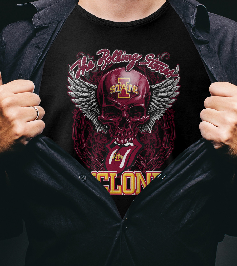 The Rolling Stones Iowa State Cyclones Skull Winged Tongue T-Shirt