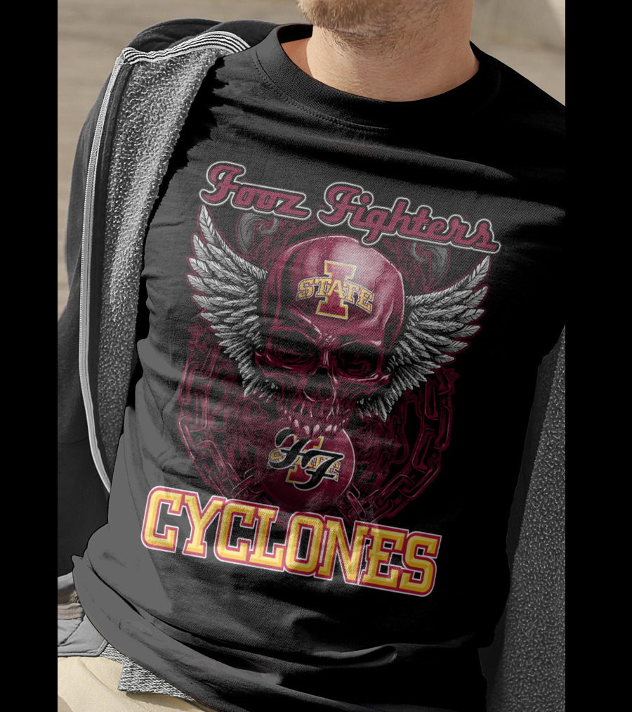 Iowa State Foo Fighters Cyclones Winged Skull T-Shirt