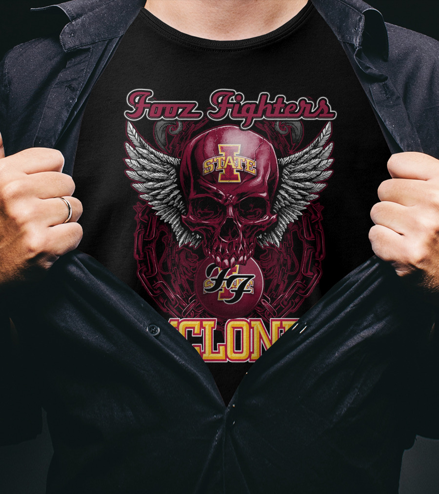 Iowa State Foo Fighters Cyclones Winged Skull T-Shirt