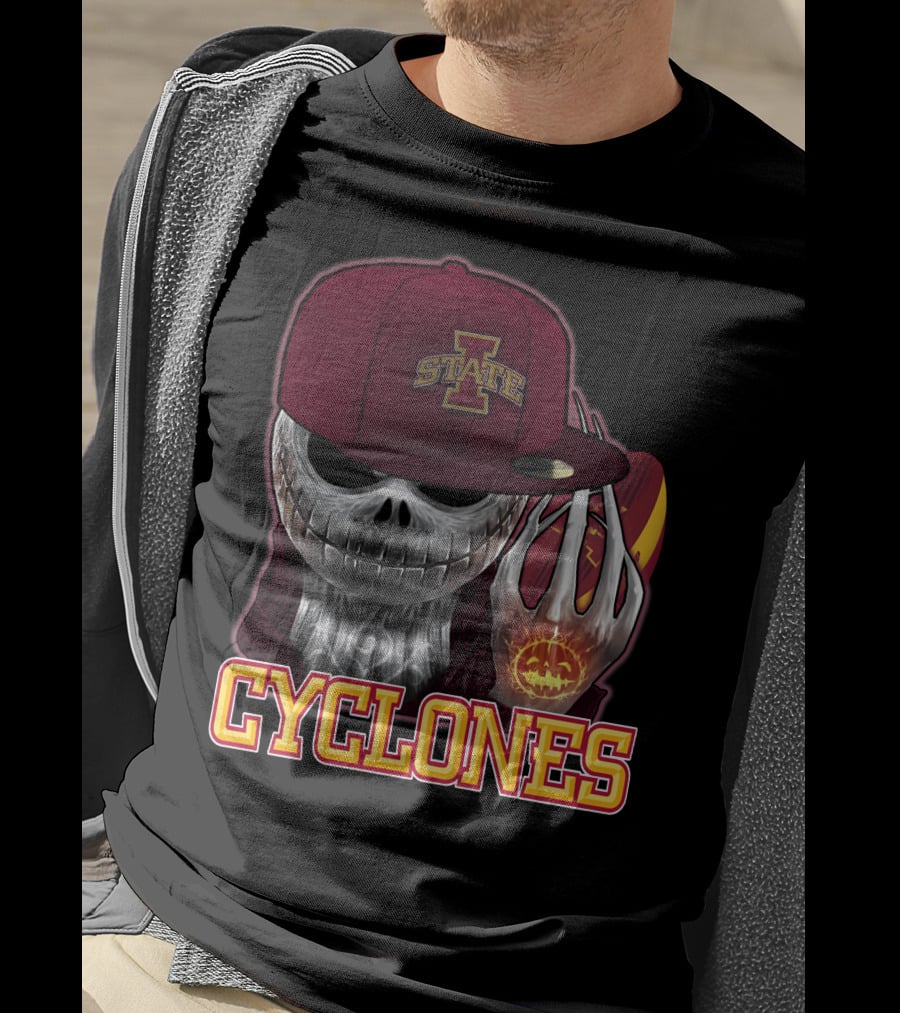 Jackskull Cyclones Iowa State Football Halloween Skull T-Shirt