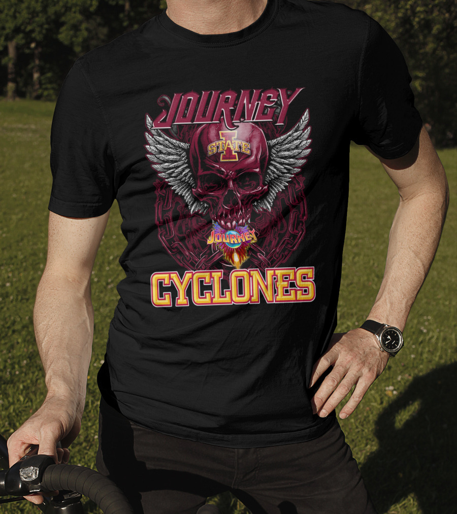 Journey Cyclones Iowa State Winged Skull Flame T-Shirt