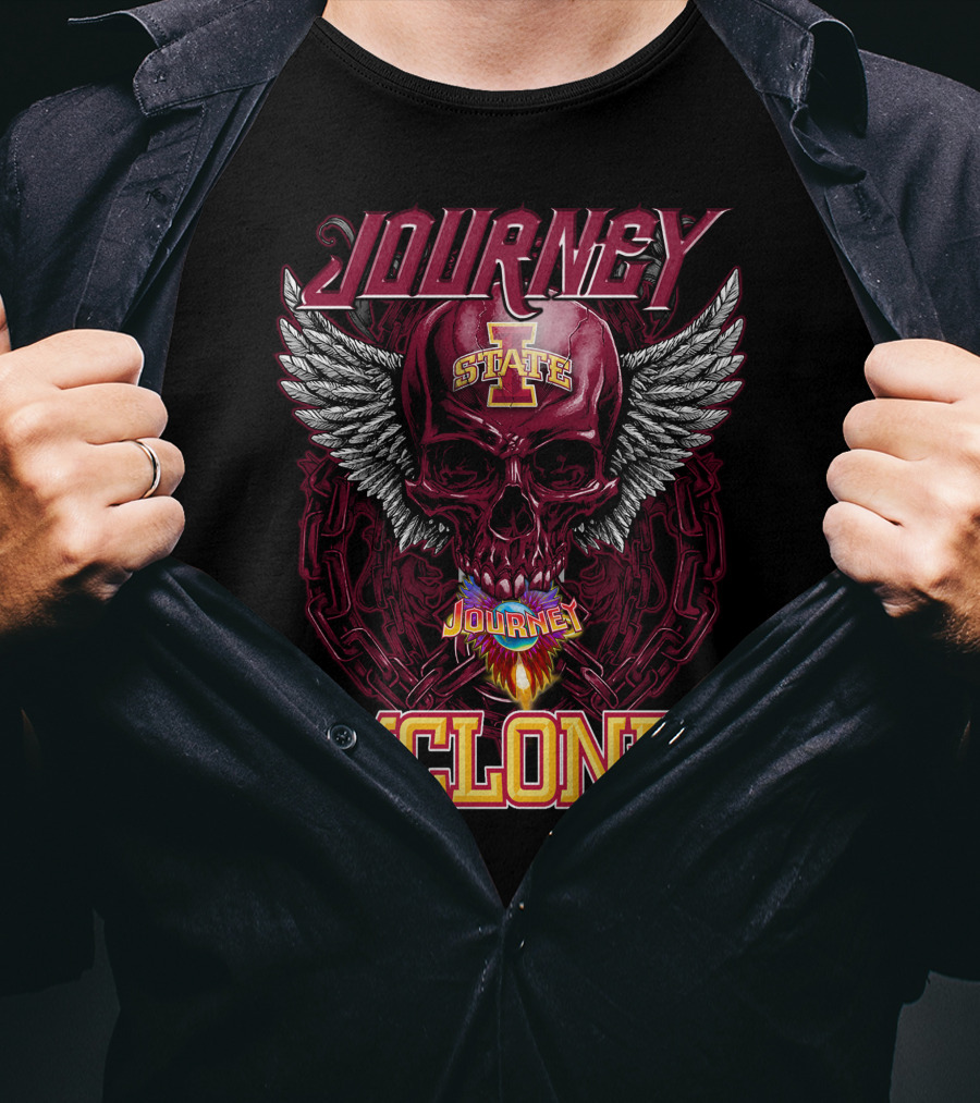 Journey Cyclones Iowa State Winged Skull Flame T-Shirt