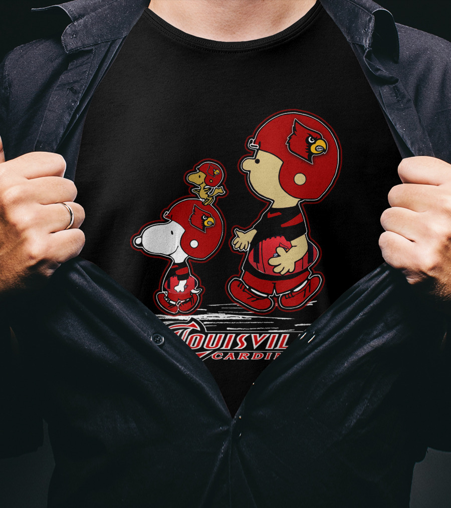 Snpfootball Louisville Cardinals Charlie Brown And Snoopy T-Shirt