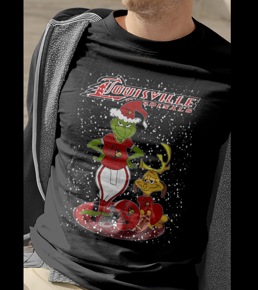 Grinchxmas Louisville Cardinals Football Snow Scene T-Shirt
