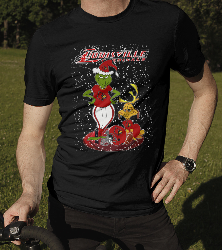 Grinchxmas Louisville Cardinals Football Snow Scene T-Shirt