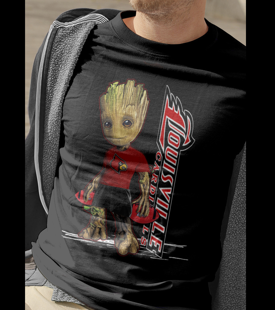 Groot Louisville Cardinals Fan Character With Team T-Shirt