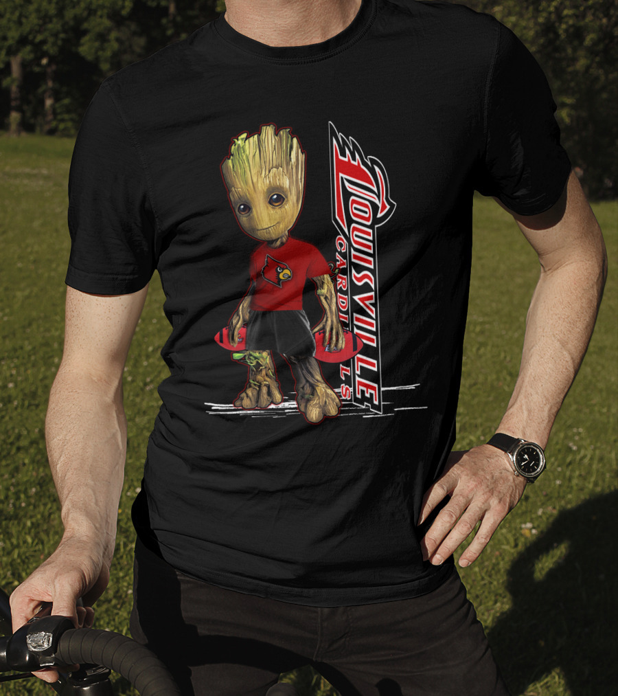 Groot Louisville Cardinals Fan Character With Team T-Shirt