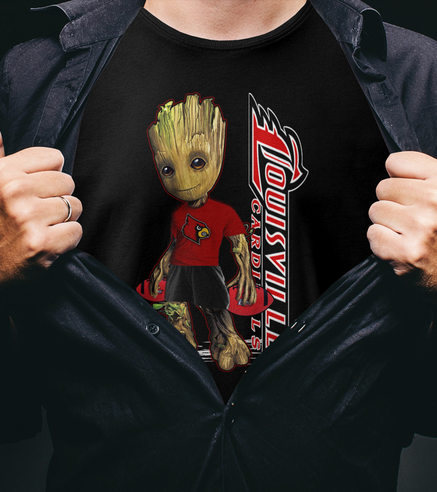 Groot Louisville Cardinals Fan Character With Team T-Shirt