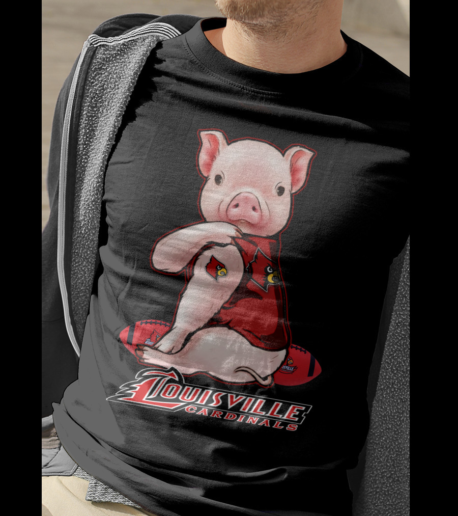 Louisville Cardinals Pig With Football Gear T-Shirt