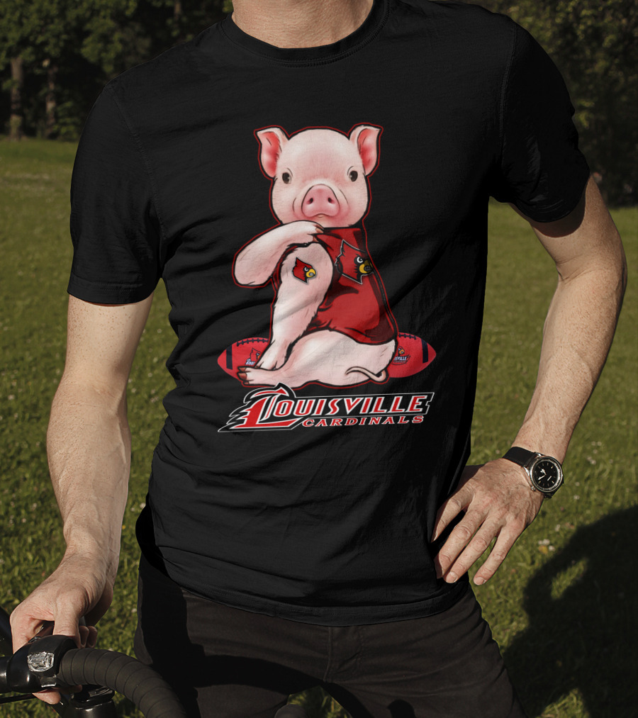 Louisville Cardinals Pig With Football Gear T-Shirt