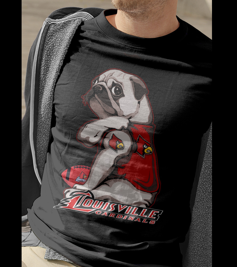 Louisville Cardinals Pug Football T-Shirt