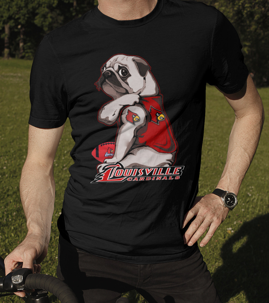 Louisville Cardinals Pug Football T-Shirt