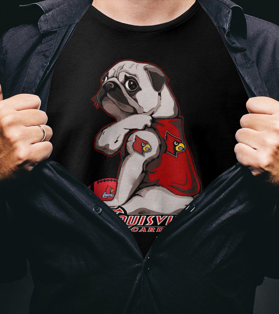 Louisville Cardinals Pug Football T-Shirt