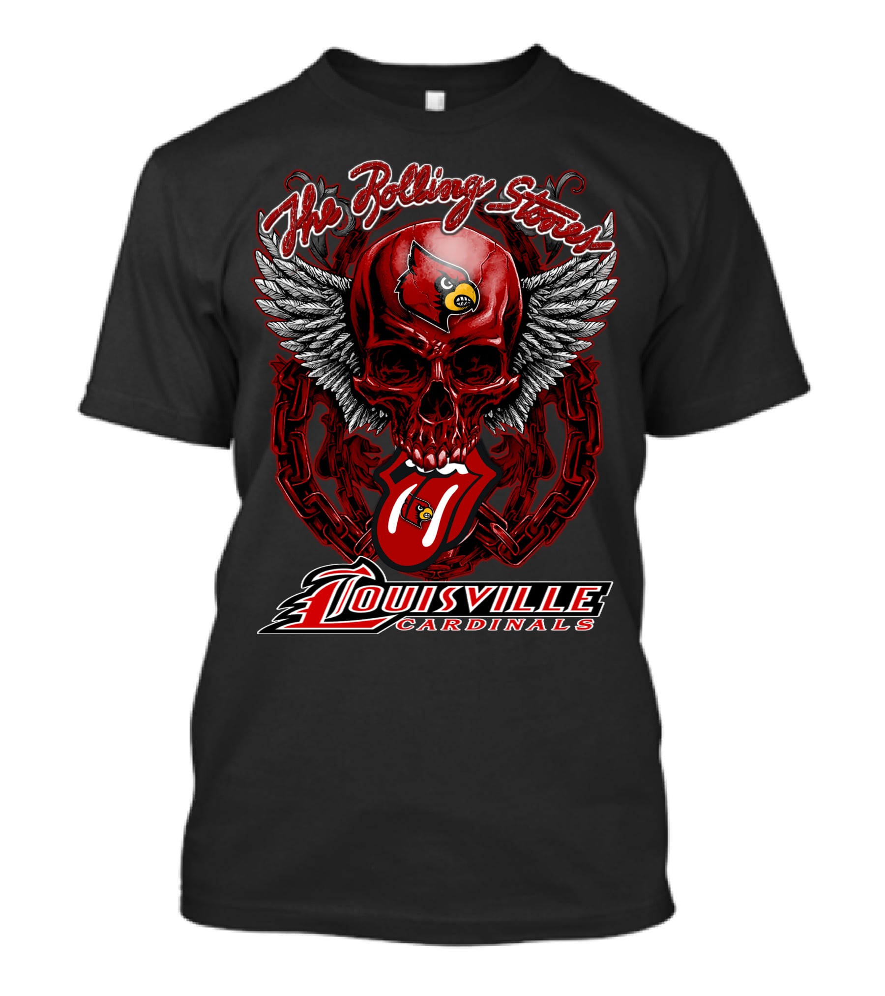 The Rolling Stones Louisville Cardinals Skull With Wings And Tongue T-Shirt