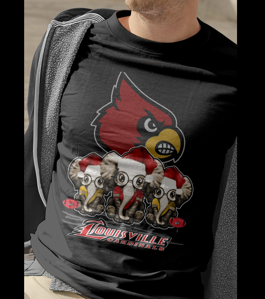 Santa Elephants Louisville Cardinals Christmas T-Shirt