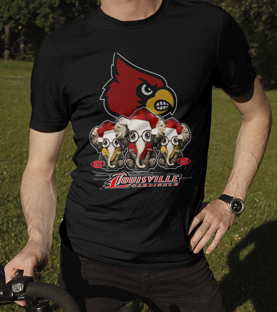 Santa Elephants Louisville Cardinals Christmas T-Shirt