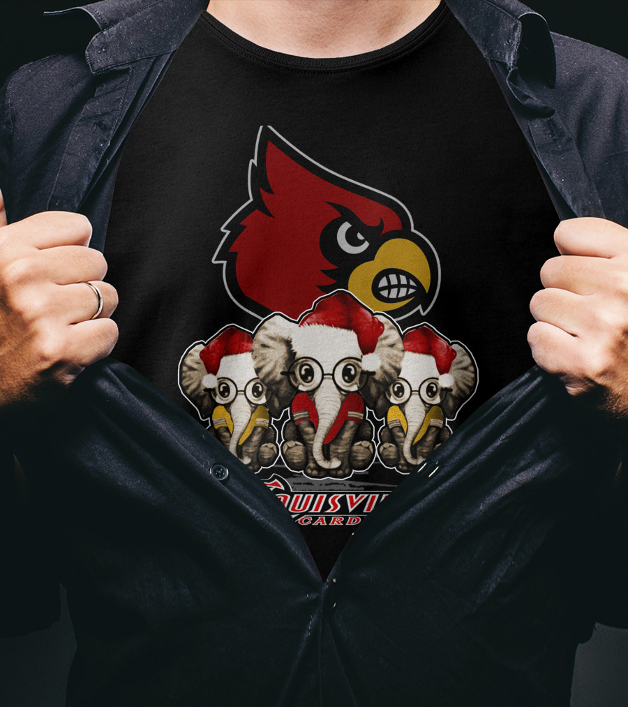 Santa Elephants Louisville Cardinals Christmas T-Shirt