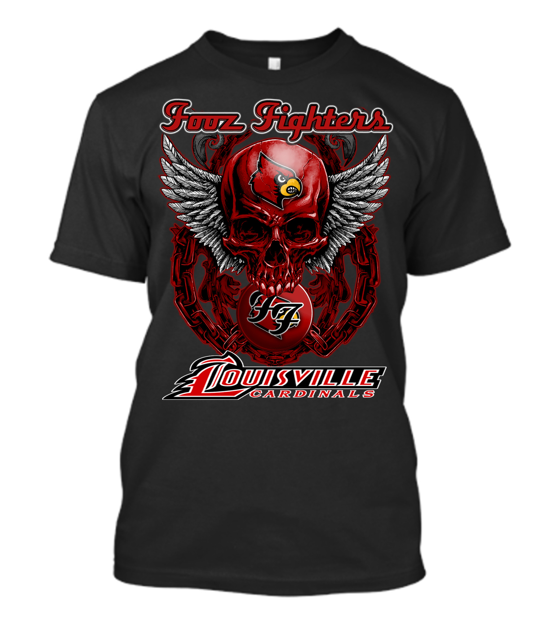 Foo Fighters Louisville Cardinals Wings Skull 47 T-Shirt