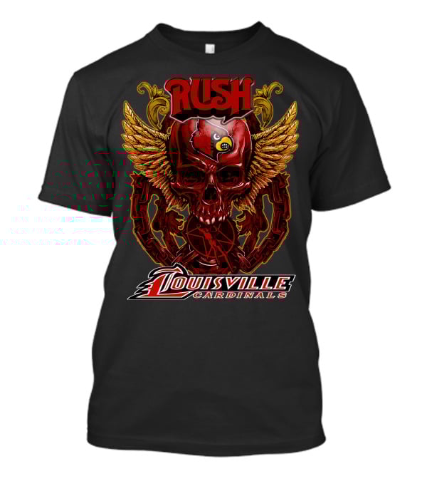 Rush Louisville Cardinals Skull With Wings And Chain T-Shirt