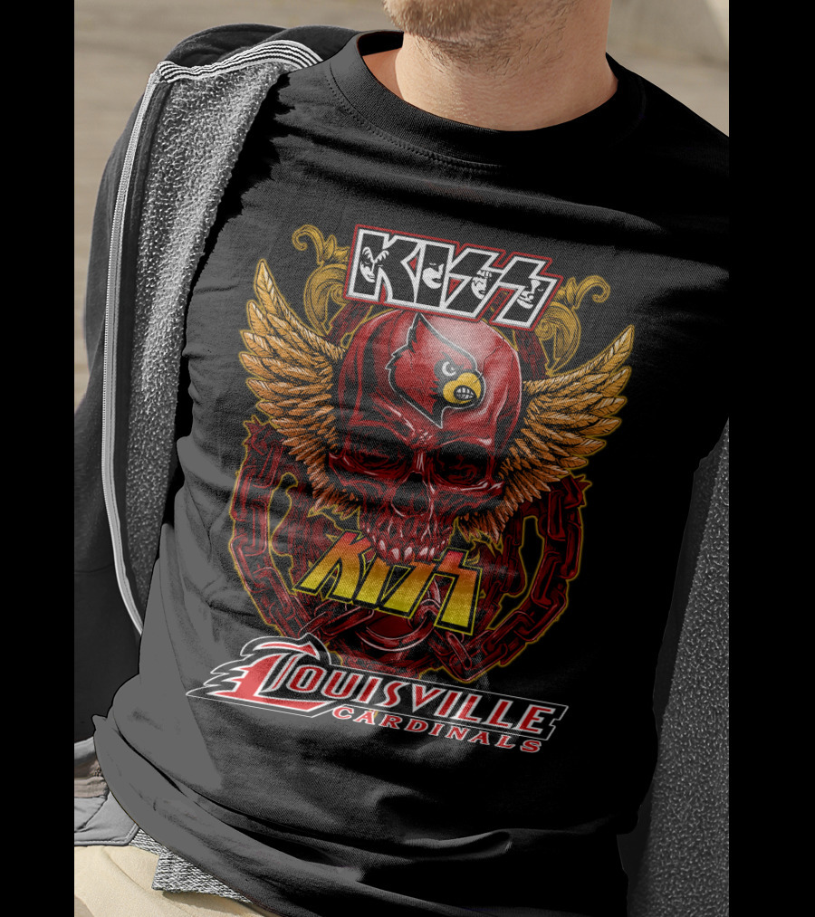 KISS Louisville Cardinals Skull Wings T-Shirt