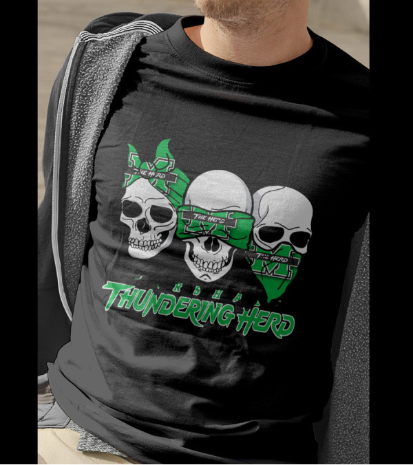 Thundering Herd Three Skull M Marshall The Herd T-Shirt