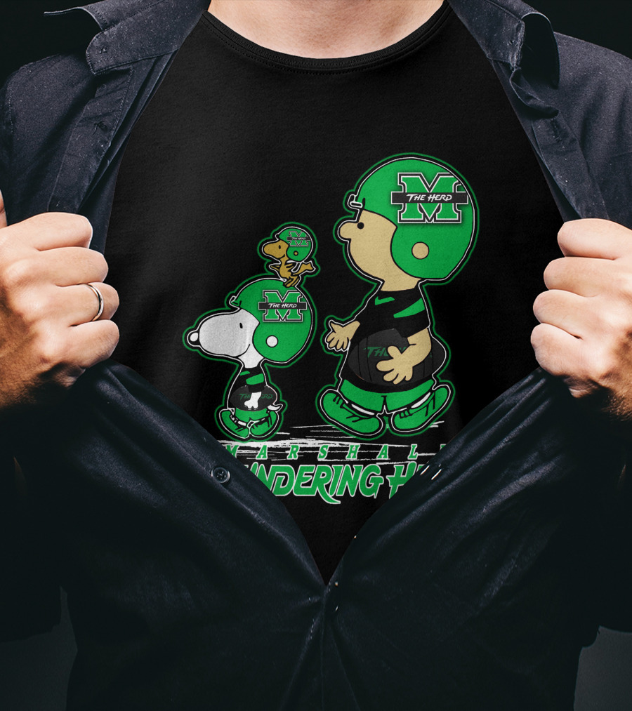 Marshall Thundering Herd Football Cartoon Characters T-Shirt