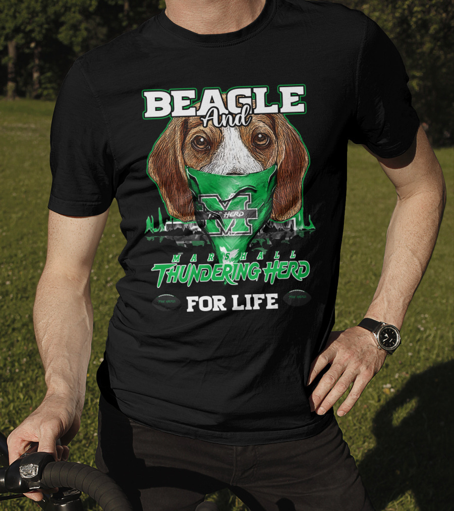 Beagle And Marshall Thundering Herd For Life T-Shirt