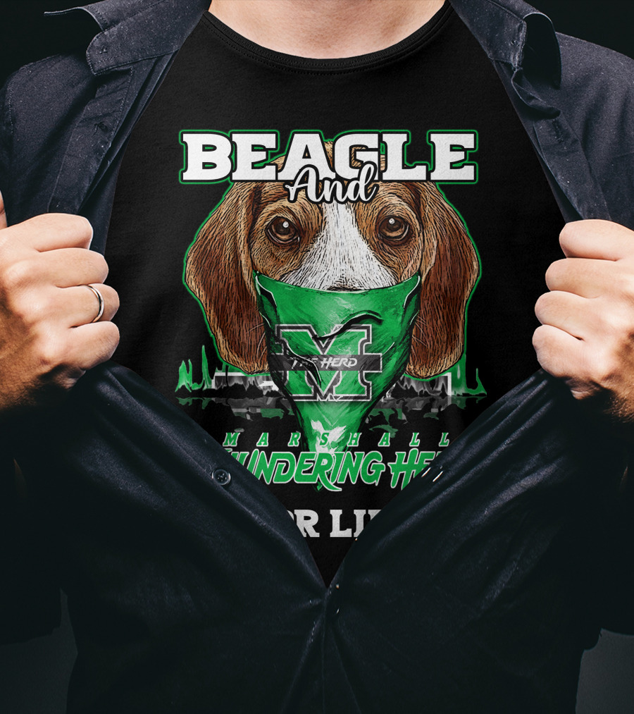 Beagle And Marshall Thundering Herd For Life T-Shirt
