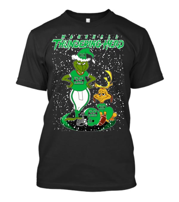 Grinchxmas Marshall Thundering Herd Football Holiday Max Antlers T-Shirt