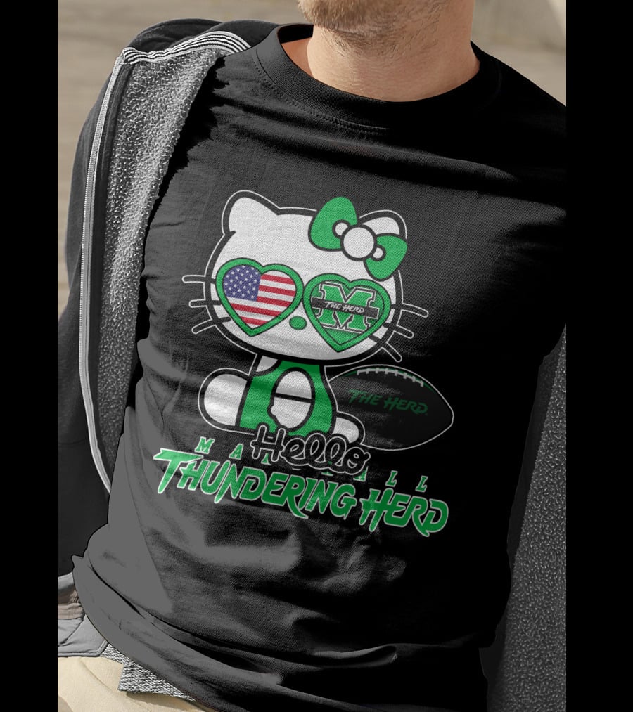 Hello Kitty Marshall The Herd Thundering Herd Football T-Shirt