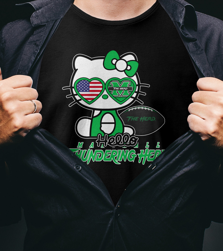 Hello Kitty Marshall The Herd Thundering Herd Football T-Shirt