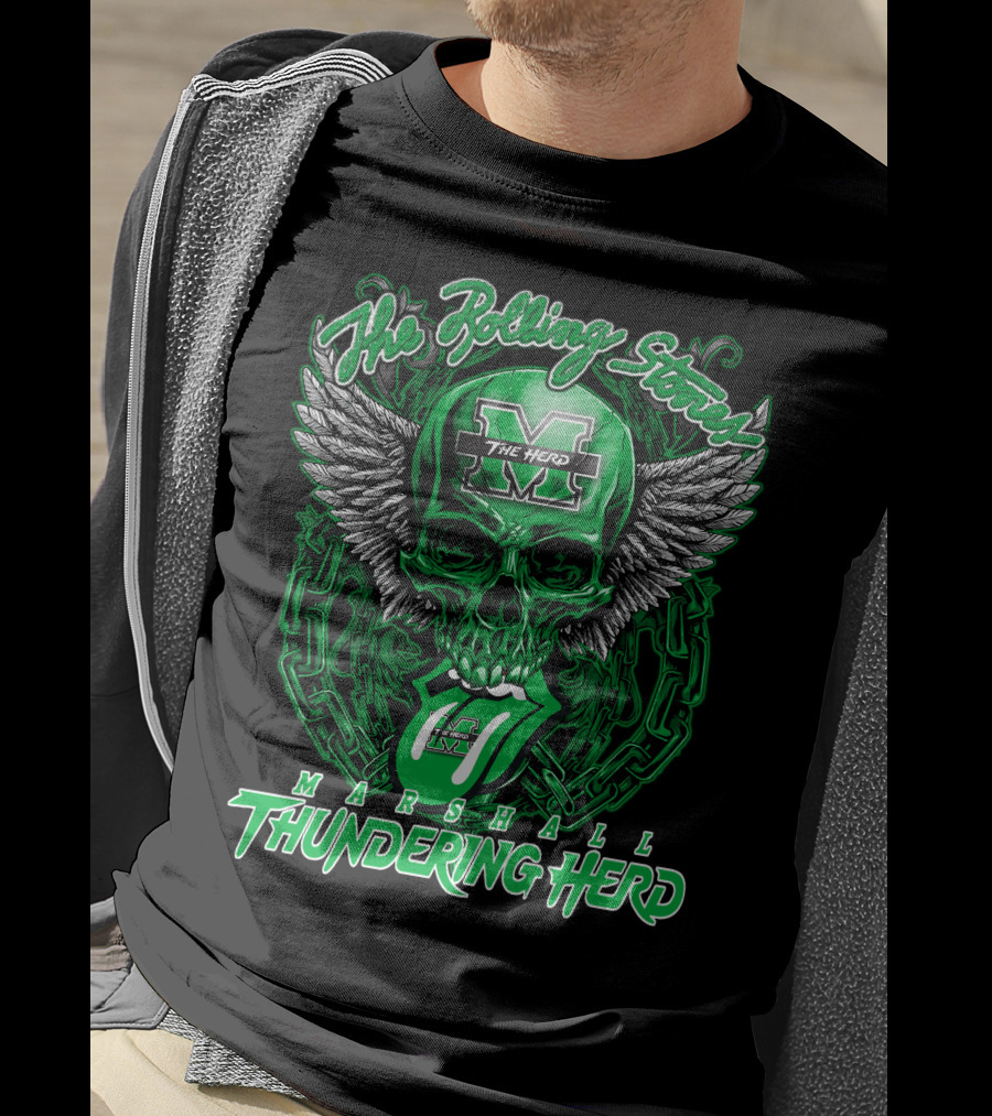 The Rolling Stones Marshall Thundering Herd Skull With Wings And Tongue T-Shirt