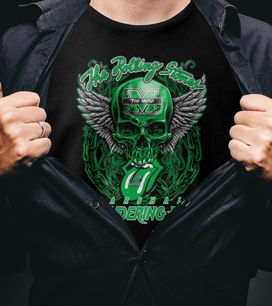 The Rolling Stones Marshall Thundering Herd Skull With Wings And Tongue T-Shirt