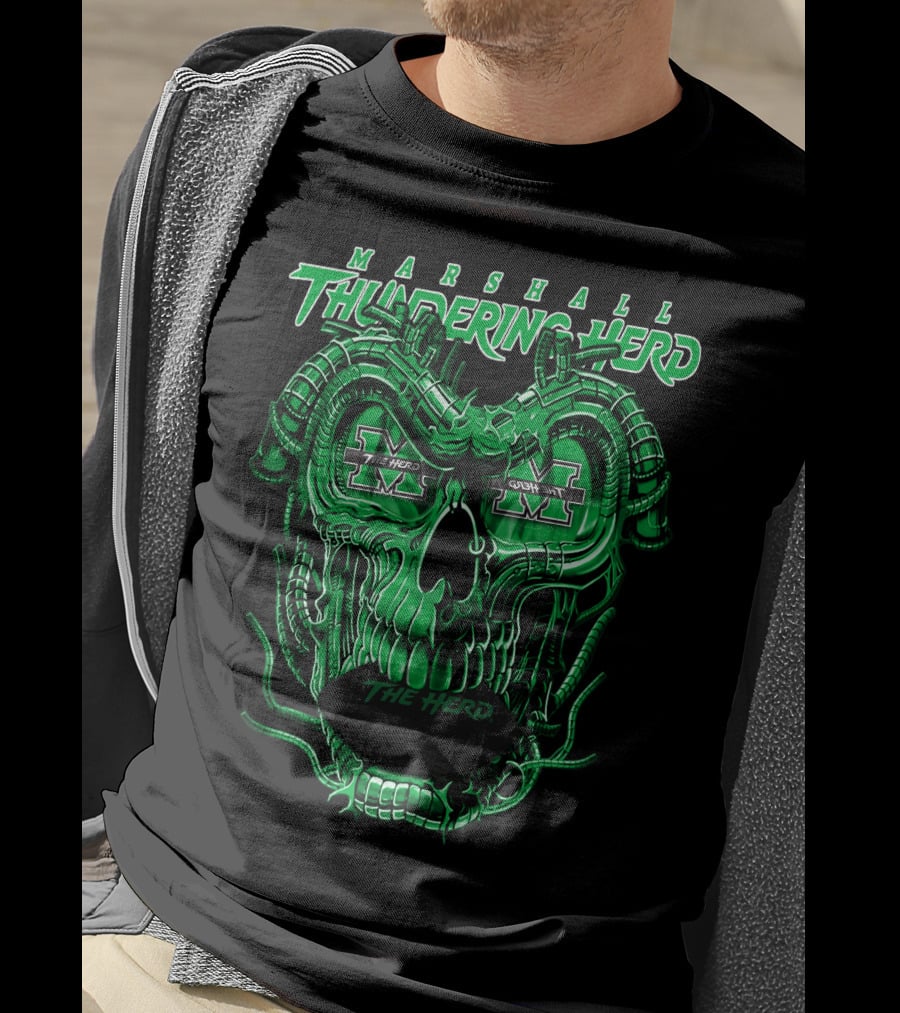 Marshall Thundering Herd Dragonskull The Herd Green X T-Shirt