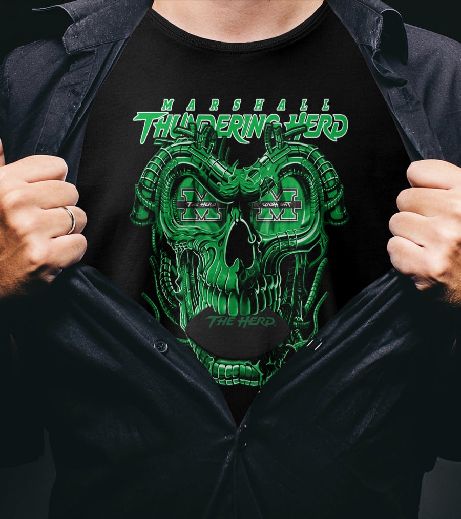 Marshall Thundering Herd Dragonskull The Herd Green X T-Shirt