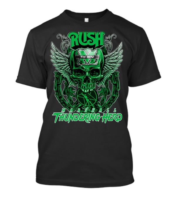 RUSH Marshall Thundering Herd The Herd Skull Winged T-Shirt