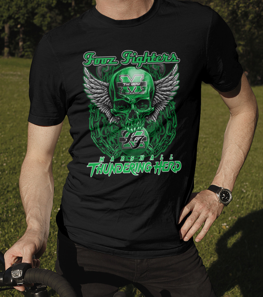 Fooz Fighters Marshall Thundering Herd The Herd Skull Wings Chain 92 T-Shirt