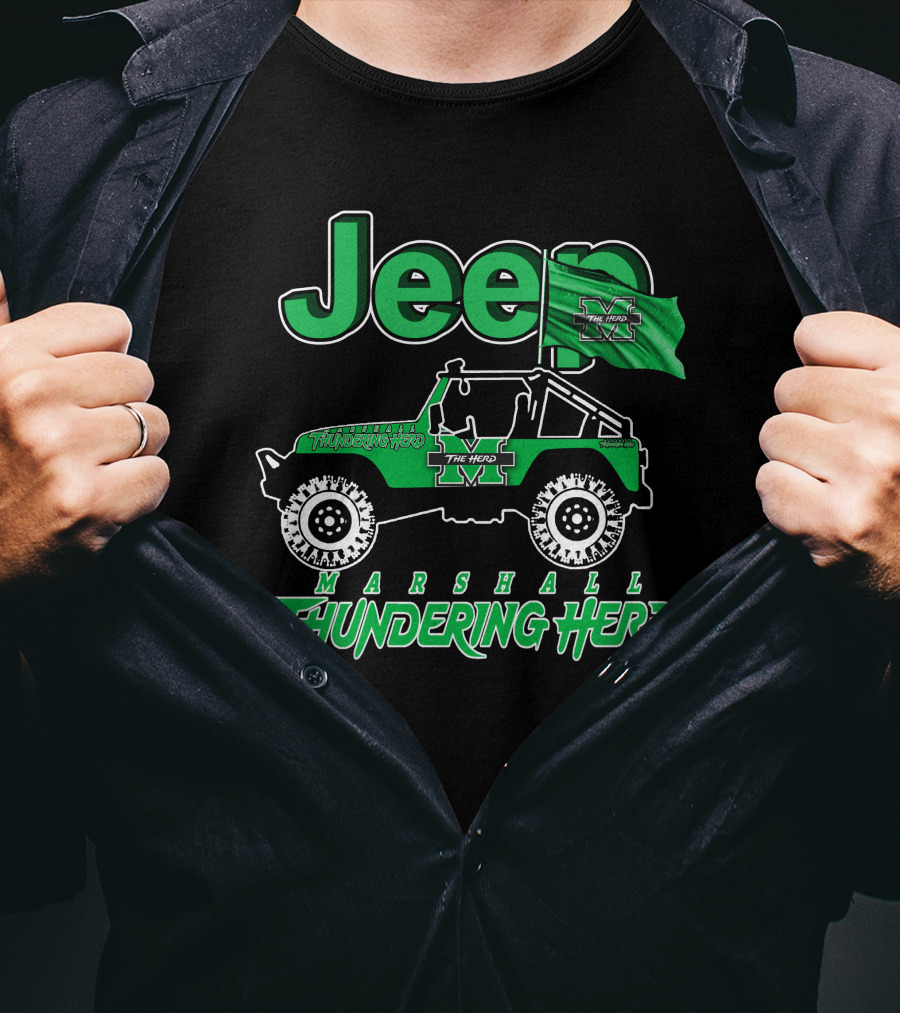 Jeep Marshall Thundering Herd The Herd Green Flag T-Shirt