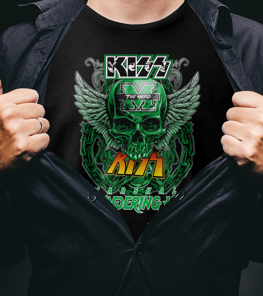 Kiss Marshall Thundering Herd M The Herd Skull Wings Chains T-Shirt