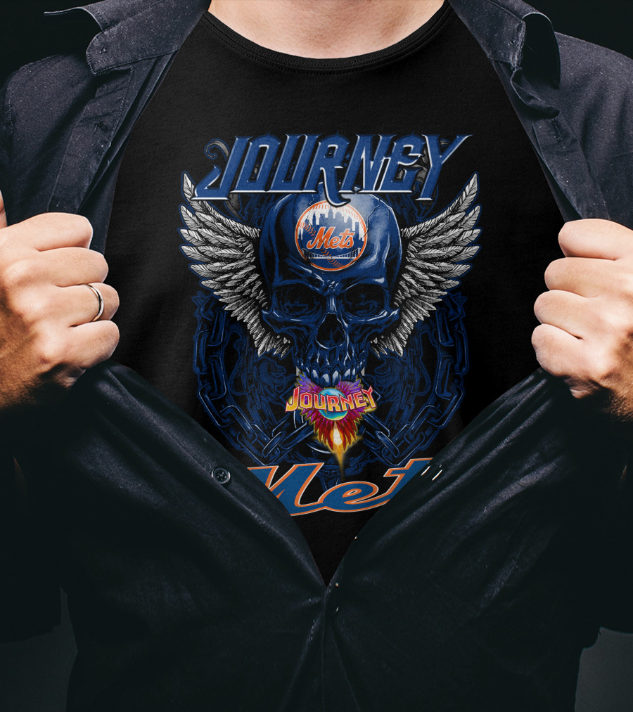 Journey Mets Skull Wings Flame T-Shirt