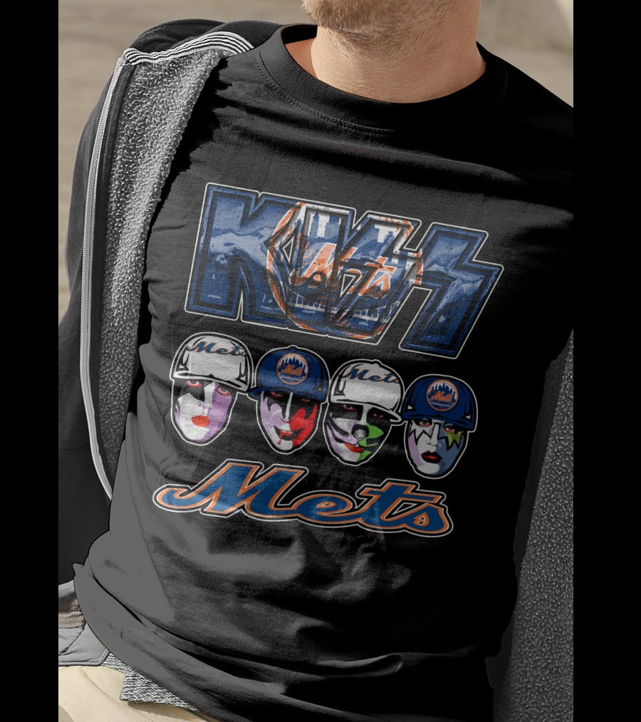 Kiss New York Mets Face Paint Baseball T-Shirt