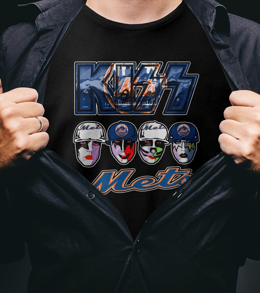 Kiss New York Mets Face Paint Baseball T-Shirt