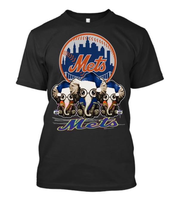 Mets Christmas Elephants New York Skyline T-Shirt