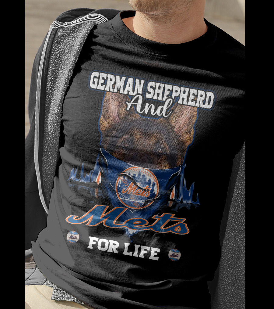 German Shepherd And Mets For Life New York Mets T-Shirt