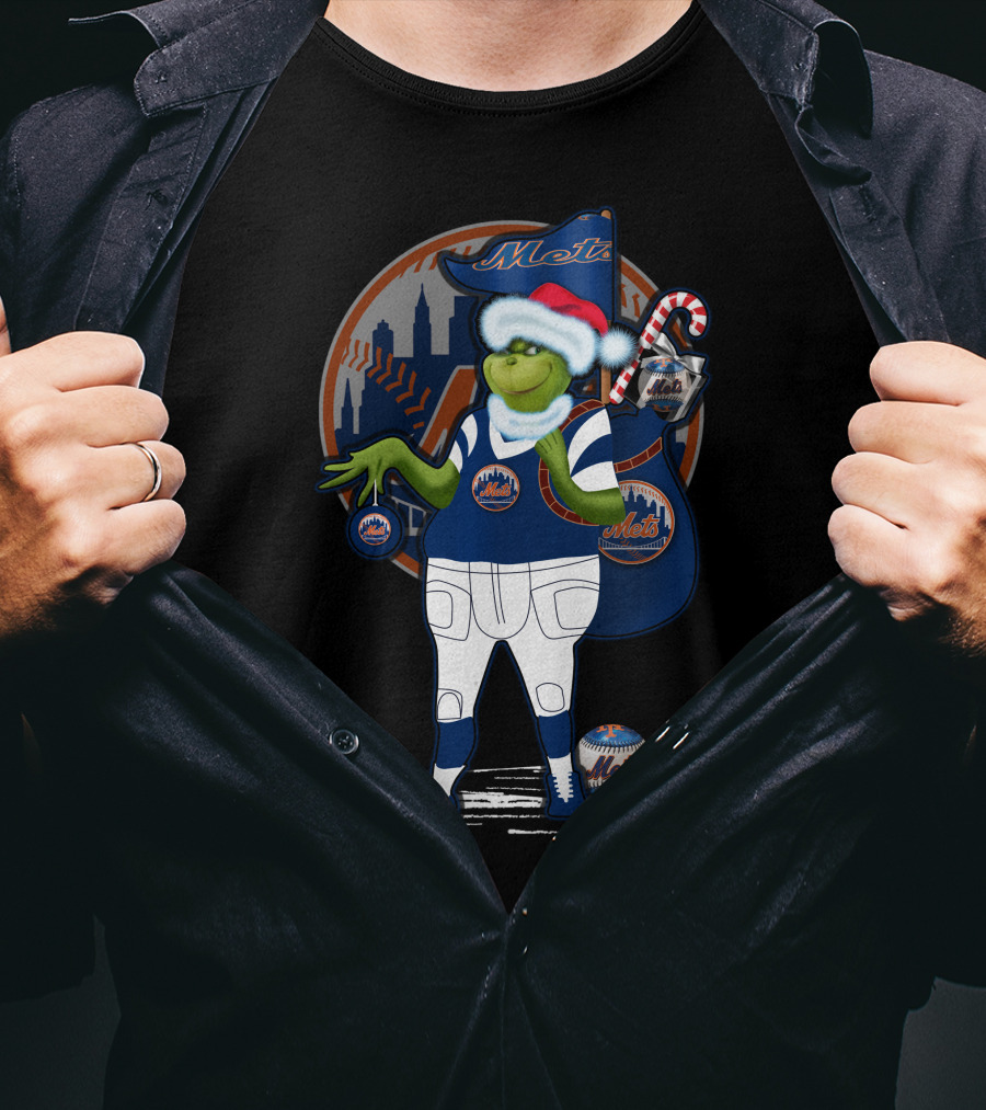 Grinchxmas New York Mets Holiday Baseball Fan T-Shirt