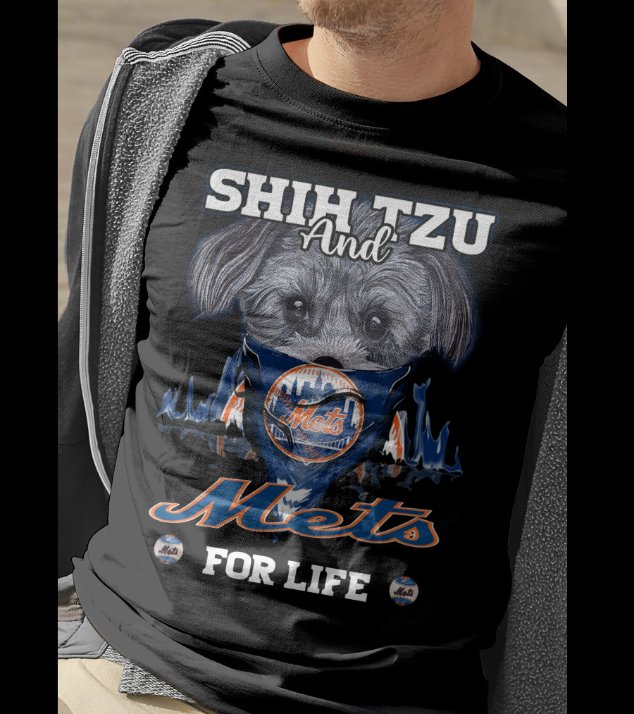 Shih Tzu And Mets For Life New York Mets T-Shirt
