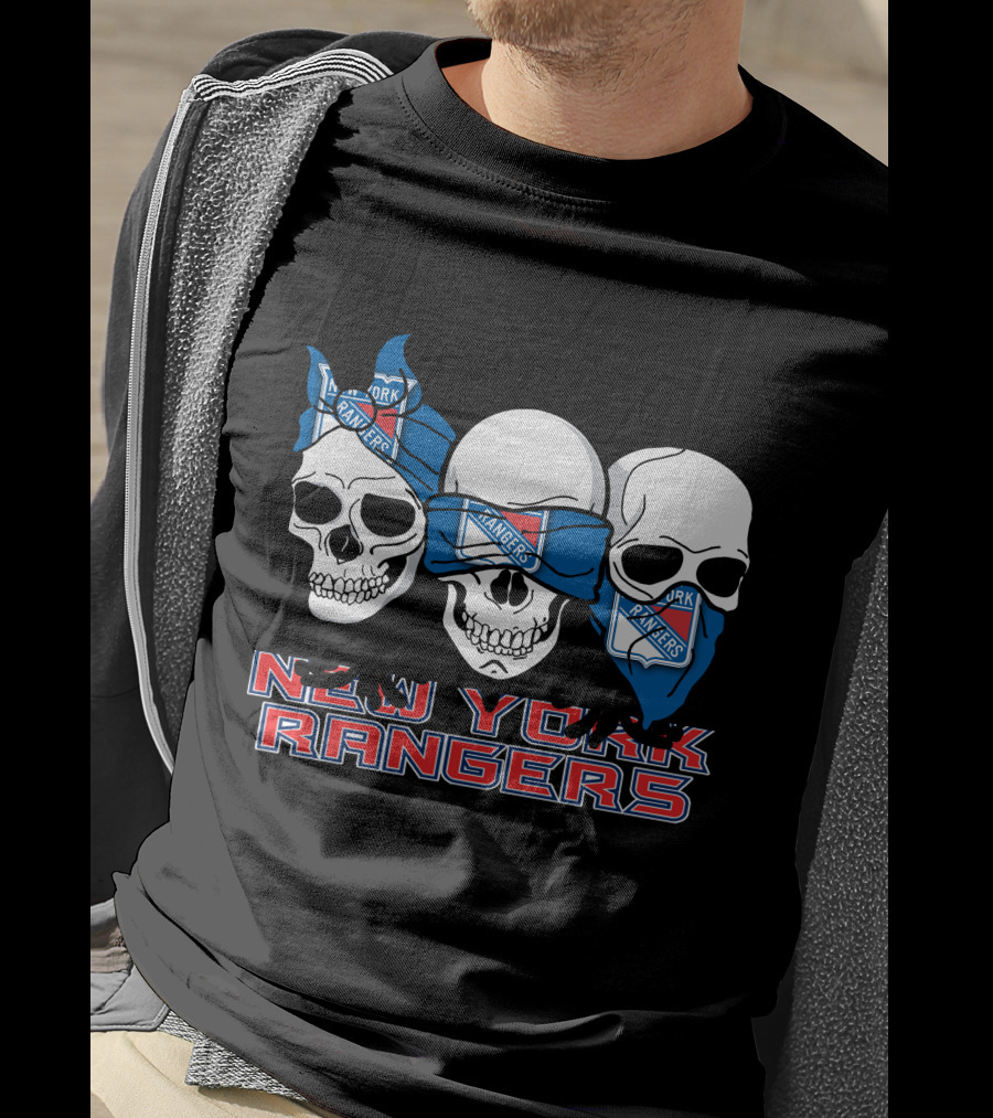 New York Rangers Skulls Fan T-Shirt