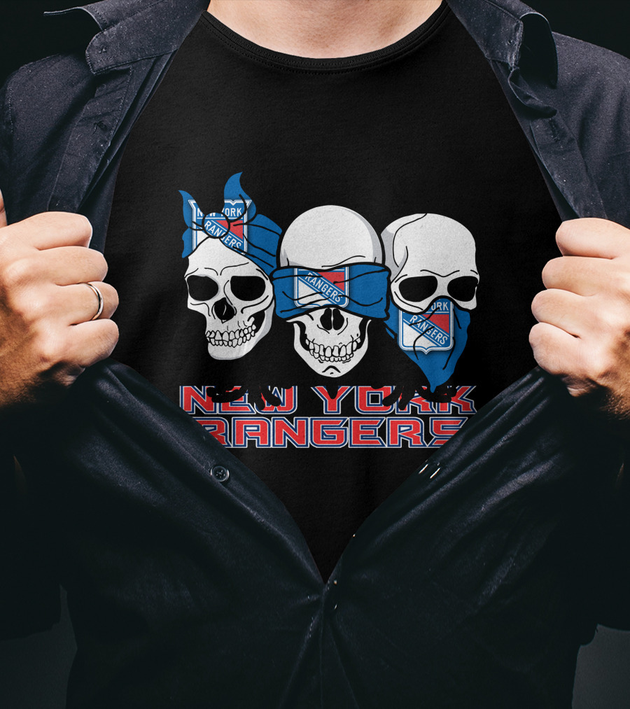New York Rangers Skulls Fan T-Shirt